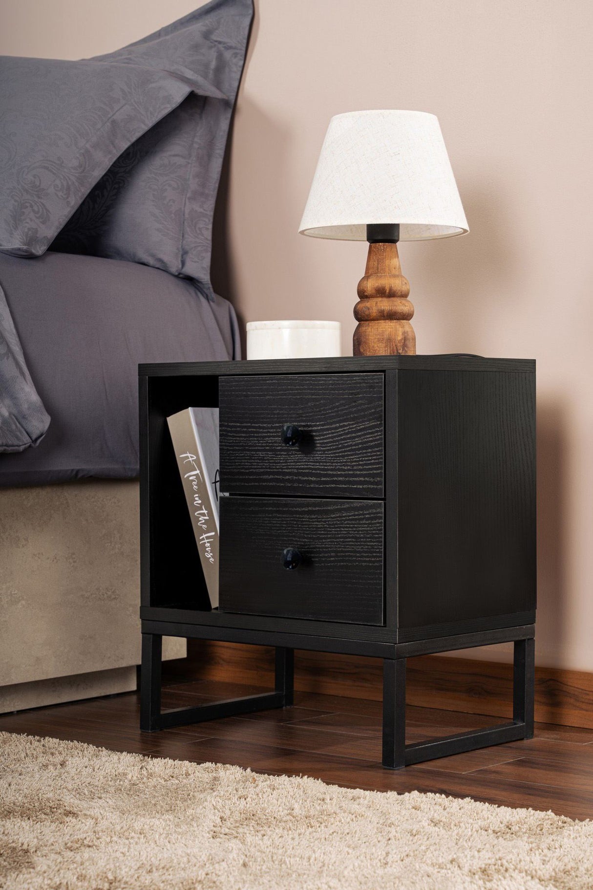Noptieră Glimmer, Diverse culori, 45x30x50 cm - Wood black - Negru | SKU: 241NRD1411 | Noptieră Glimmer, 45x30x50 cm, varianta Wood black - Negru, produs pentru amenajarea locuinței, disponibil online în România la CasaMob