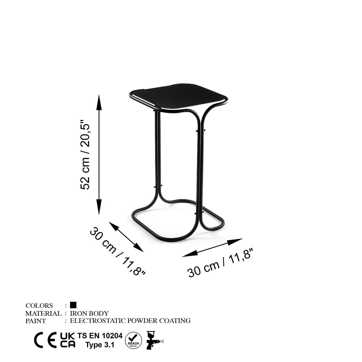 Masuta de cafea Coffee Table Elegance 1, Negru, 30x52x30 cm