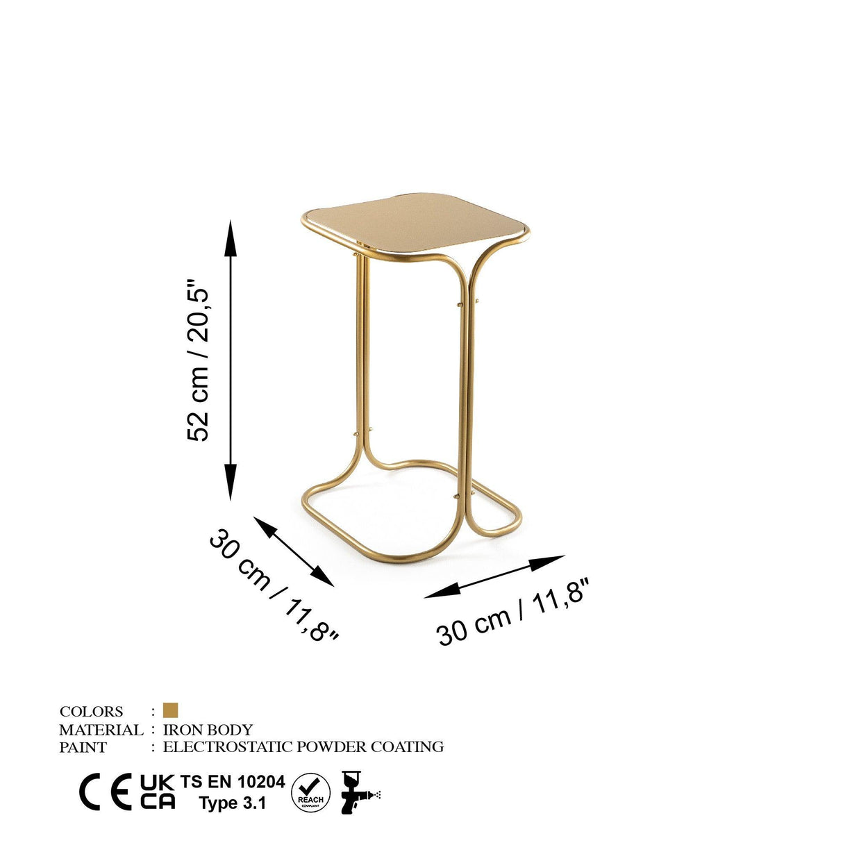 Măsuță de cafea SHB-001-B, Aur, 30x52x30 cm