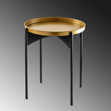 Măsuță de cafea Shb-002, Negru - Auriu, 44x44x57 cm
