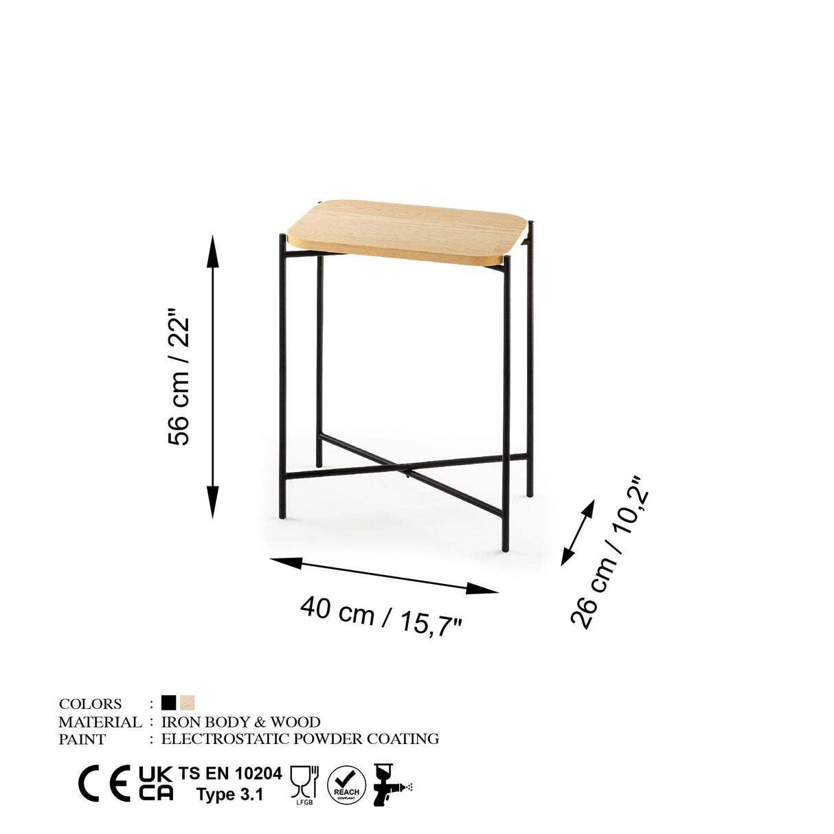 Măsuță de cafea Shb-003, Negru - Natur, 40x26x56 cm
