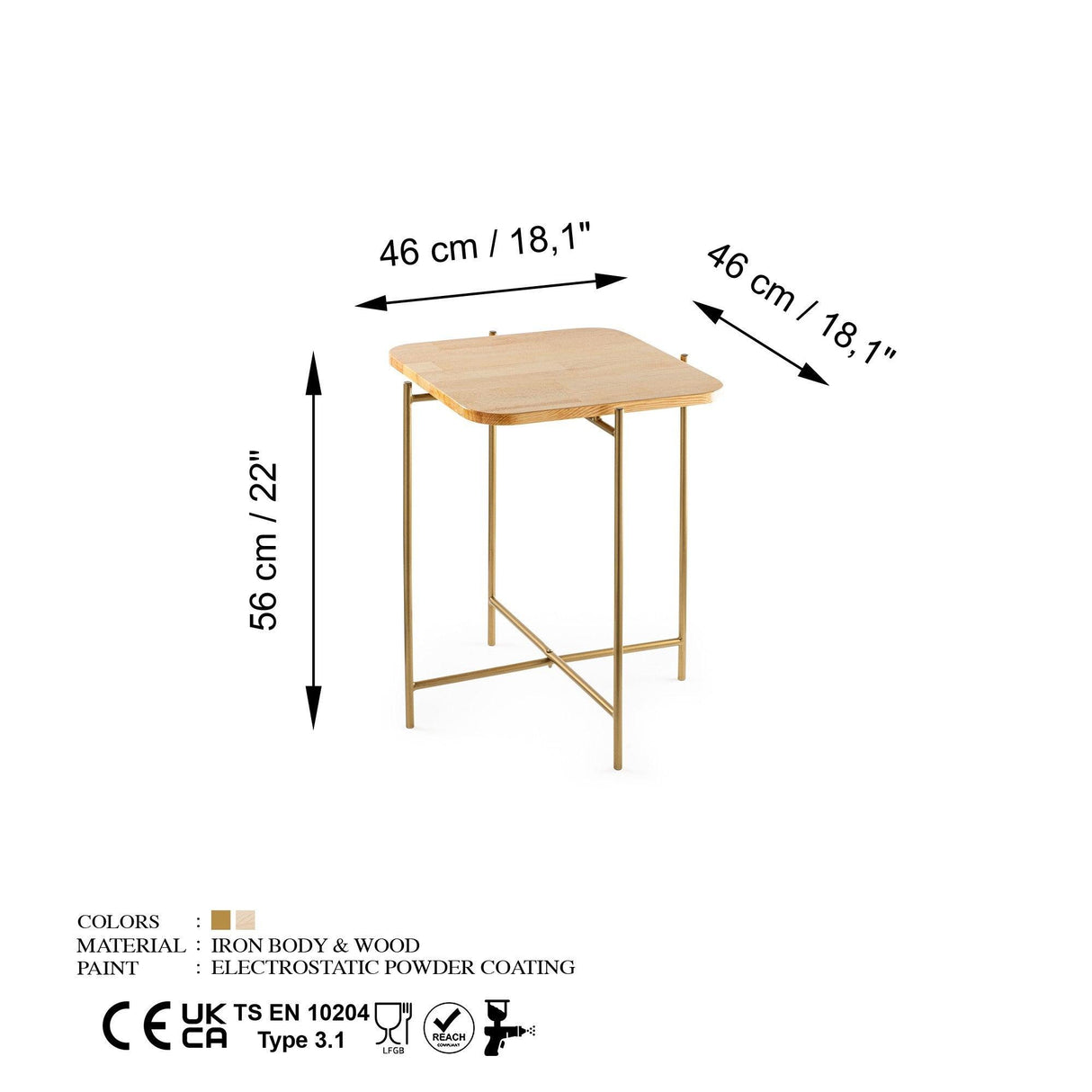 Măsuță de cafea SHB-005-A, Aur, 46x56x46 cm
