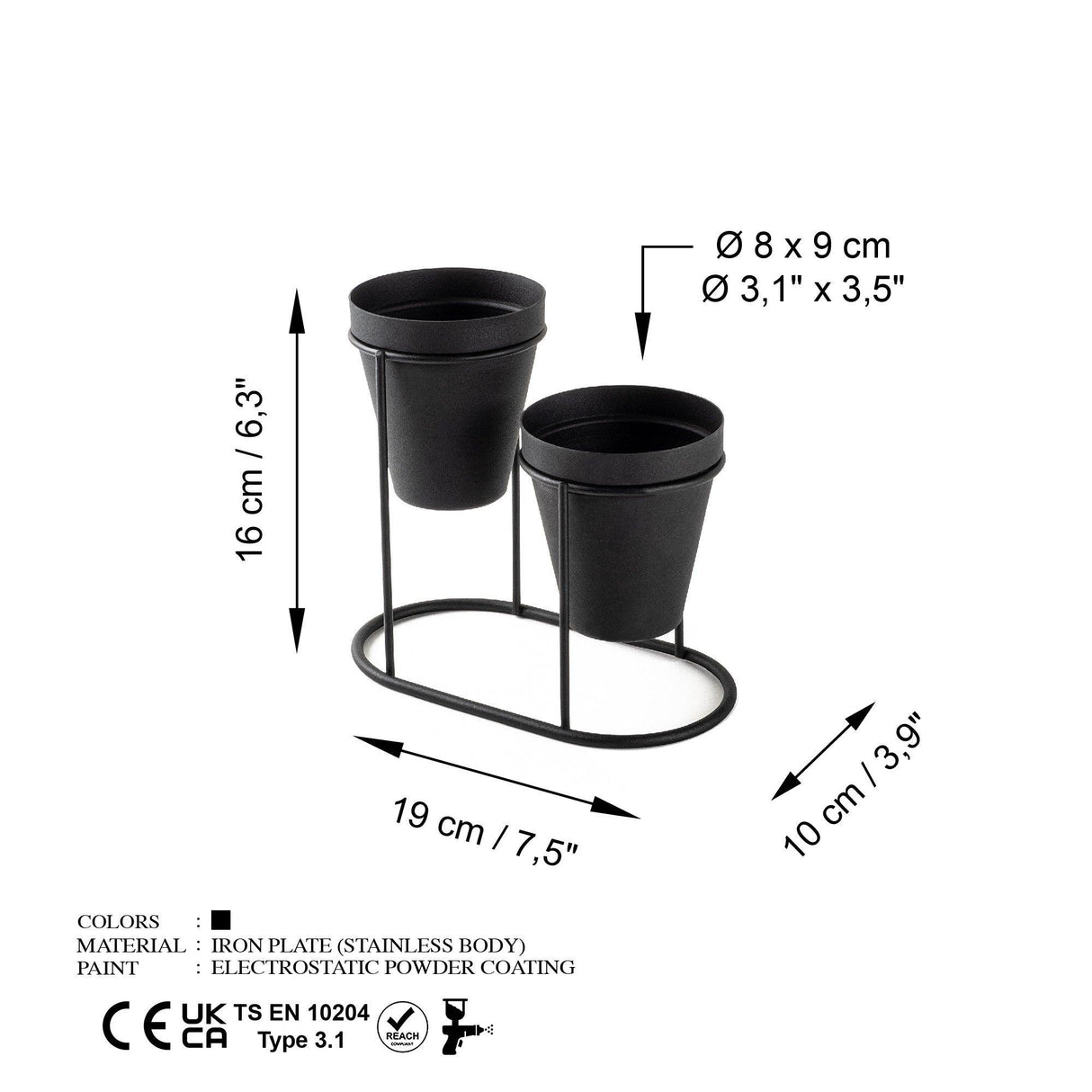 Accesoriu metalic decorativ Decorative Metal Accessory Modern 1, Negru, 9 cm
