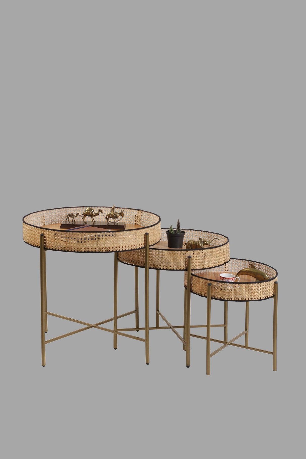 Set de măsuțe de cafea Kolezyum, Diverse culori, Diverse configurații, Ø45x40 cm - Antichizat - 3 bucăți | SKU: 253NSR1247 | Set de măsuțe de cafea Kolezyum, Ø45x40 cm, varianta Antichizat - 3 bucăți, produs pentru amenajarea locuinței, disponibil online în România la CasaMob