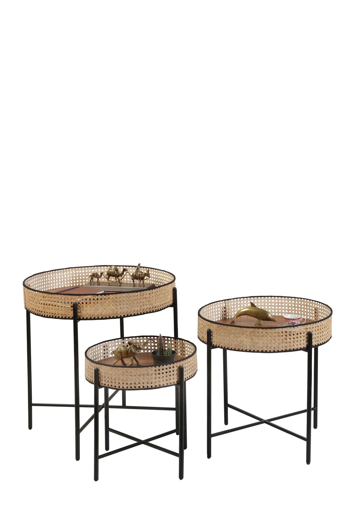 Set de măsuțe de cafea Kolezyum, Diverse culori, Diverse configurații, Ø45x40 cm - Negru - Natur - 3 bucăți | SKU: 253NSR1252 | Set de măsuțe de cafea Kolezyum, Ø45x40 cm, varianta Negru - Natur - 3 bucăți, produs pentru amenajarea locuinței, disponibil online în România la CasaMob