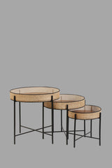 Set de măsuțe de cafea Kolezyum, Diverse culori, Diverse configurații, Ø45x40 cm - Negru - Natur - 3 bucăți | SKU: 253NSR1252 | Set de măsuțe de cafea Kolezyum, Ø45x40 cm, varianta Negru - Natur - 3 bucăți, produs pentru amenajarea locuinței, disponibil online în România la CasaMob