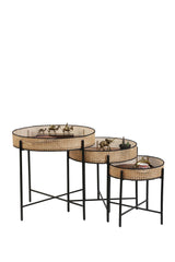 Set de măsuțe de cafea Kolezyum, Diverse culori, Diverse configurații, Ø45x40 cm - Negru - Natur - 3 bucăți | SKU: 253NSR1252 | Set de măsuțe de cafea Kolezyum, Ø45x40 cm, varianta Negru - Natur - 3 bucăți, produs pentru amenajarea locuinței, disponibil online în România la CasaMob