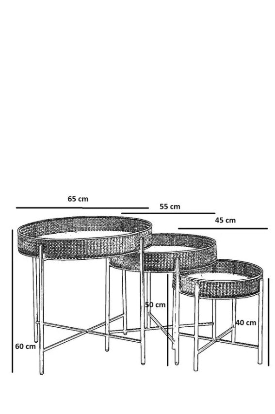 Set de măsuțe de cafea Kolezyum, Diverse culori, Diverse configurații, Ø45x40 cm - Negru - Natur - 3 bucăți | SKU: 253NSR1252 | Set de măsuțe de cafea Kolezyum, Ø45x40 cm, varianta Negru - Natur - 3 bucăți, produs pentru amenajarea locuinței, disponibil online în România la CasaMob