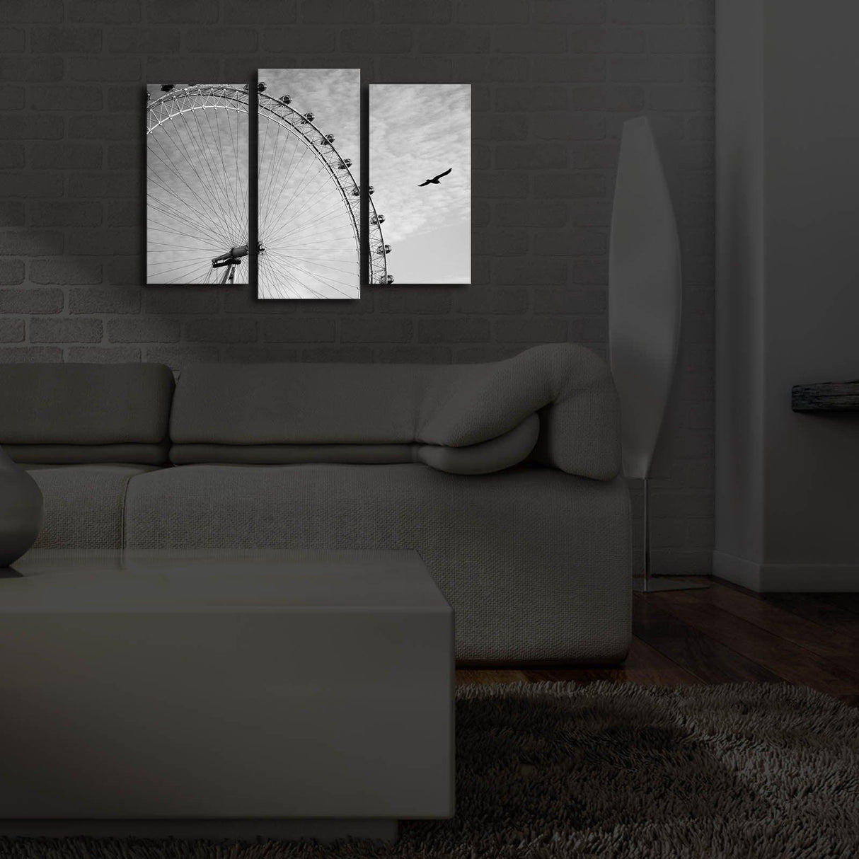 Tablou Canvas cu Led Roata Mare, Multicolor, 66 x 45 cm