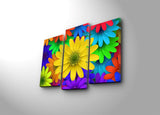 Tablou Canvas cu Led Flori, Multicolor, 66 x 45 cm