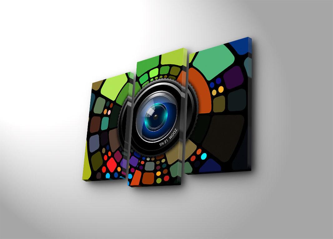 Tablou Canvas cu Led Camera Lens, Multicolor, 66 x 45 cm