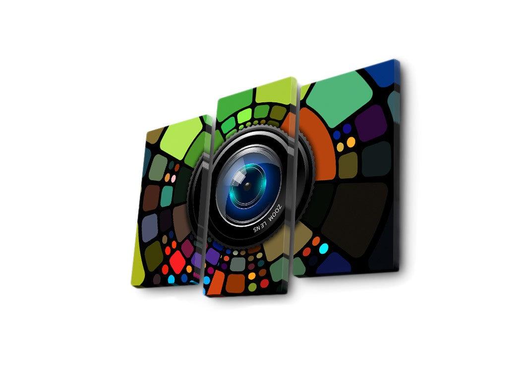 Tablou Canvas cu Led Camera Lens, Multicolor, 66 x 45 cm