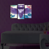 Tablou Canvas cu Led Bufnita Mov, Multicolor, 66 x 45 cm