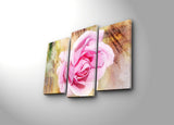 Tablou Canvas cu Led Trandafir Roz, Multicolor, 66 x 45 cm