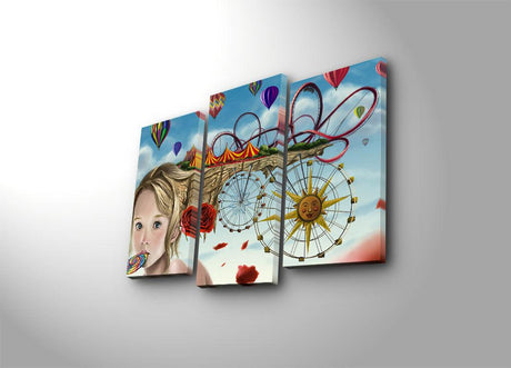 Tablou Canvas cu Led Parc de Distractie, Multicolor, 66 x 45 cm