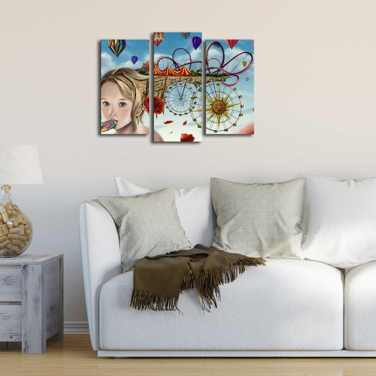 Tablou Canvas cu Led Parc de Distractie, Multicolor, 66 x 45 cm