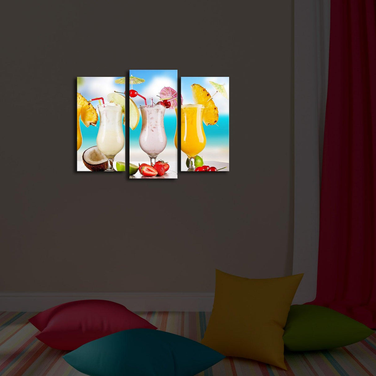 Tablou Canvas cu Led Coctail, Multicolor, 66 x 45 cm