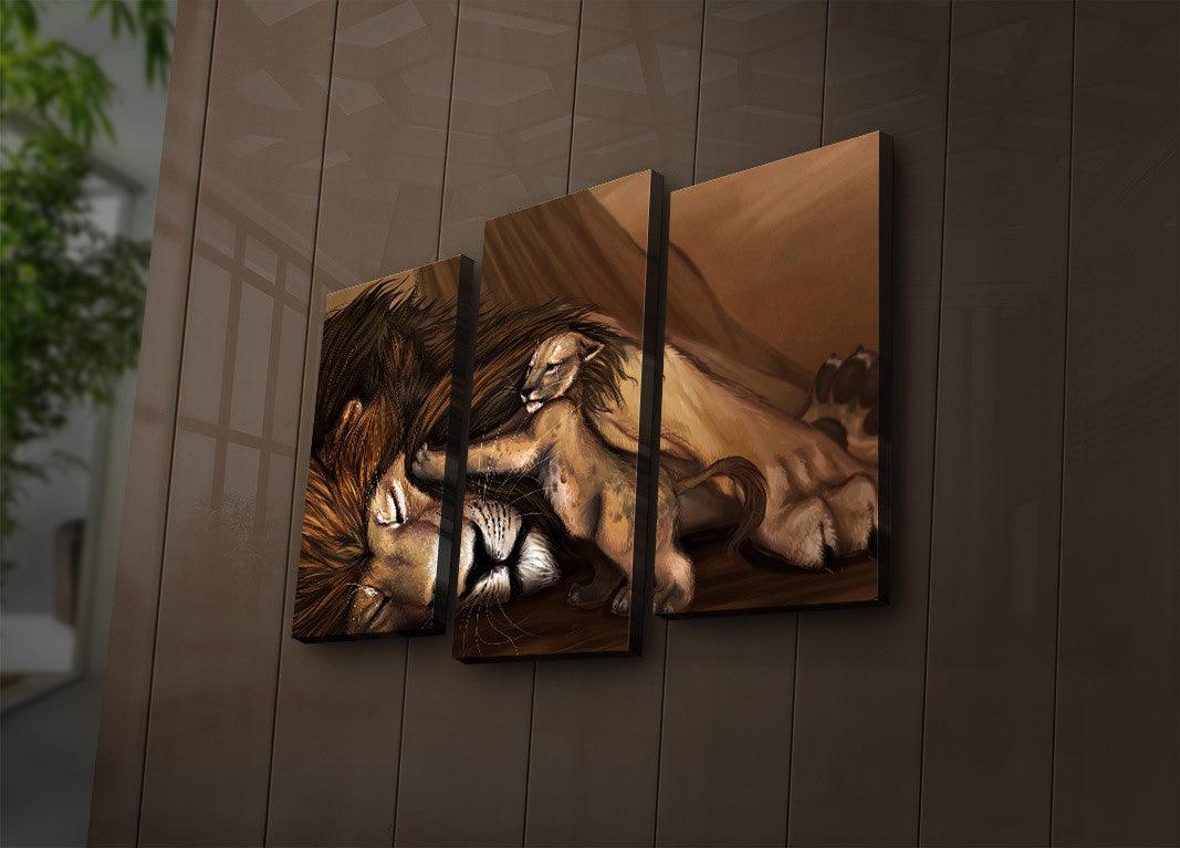 Tablou Canvas cu Led Lion King, Multicolor, 66x45 cm