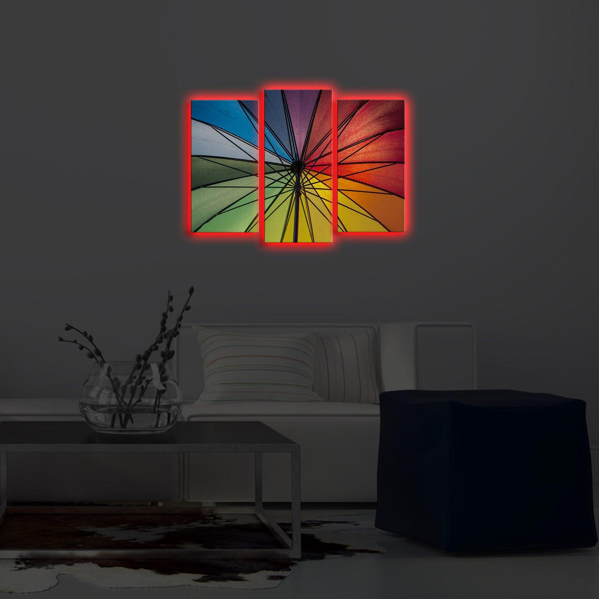 Tablou Canvas cu Led Umbrela, Multicolor, 66 x 45 cm