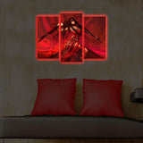 Tablou Canvas cu Led Lady in Red, Multicolor, 66 x 45 cm