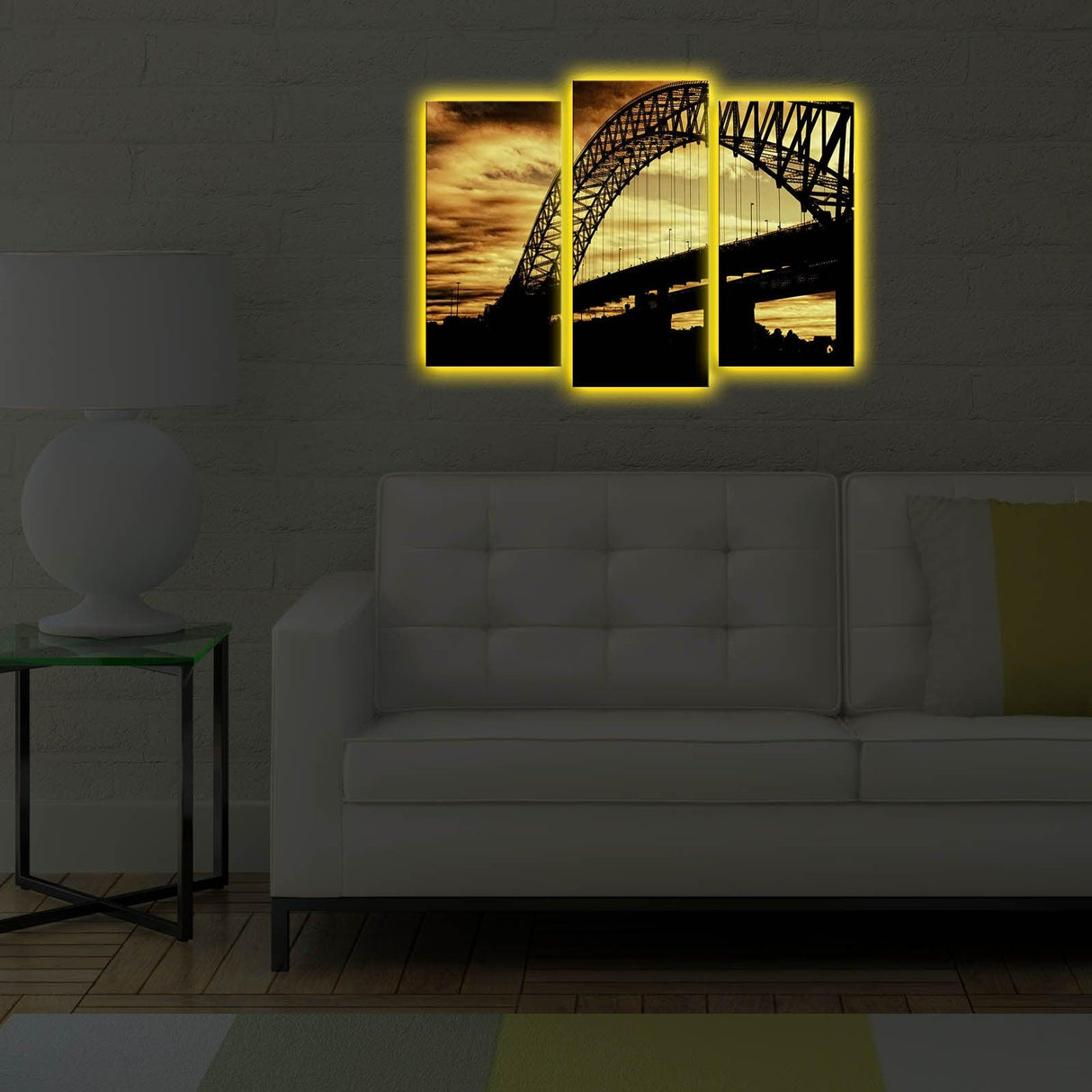 Tablou Canvas cu Led Panorama Sydney, Multicolor, 66 x 45 cm
