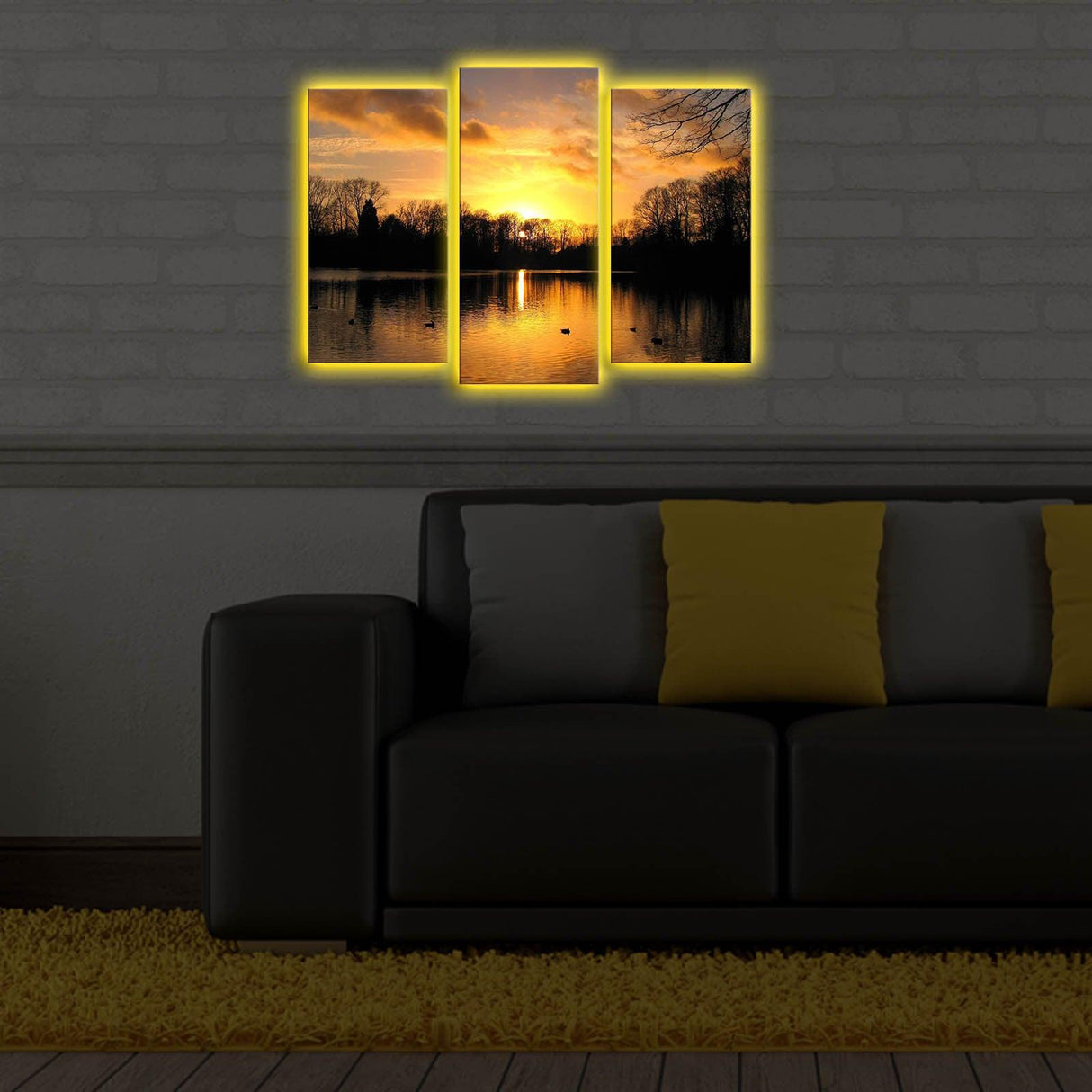Tablou Canvas cu Led Herastrau, Multicolor,  66 x 45 cm