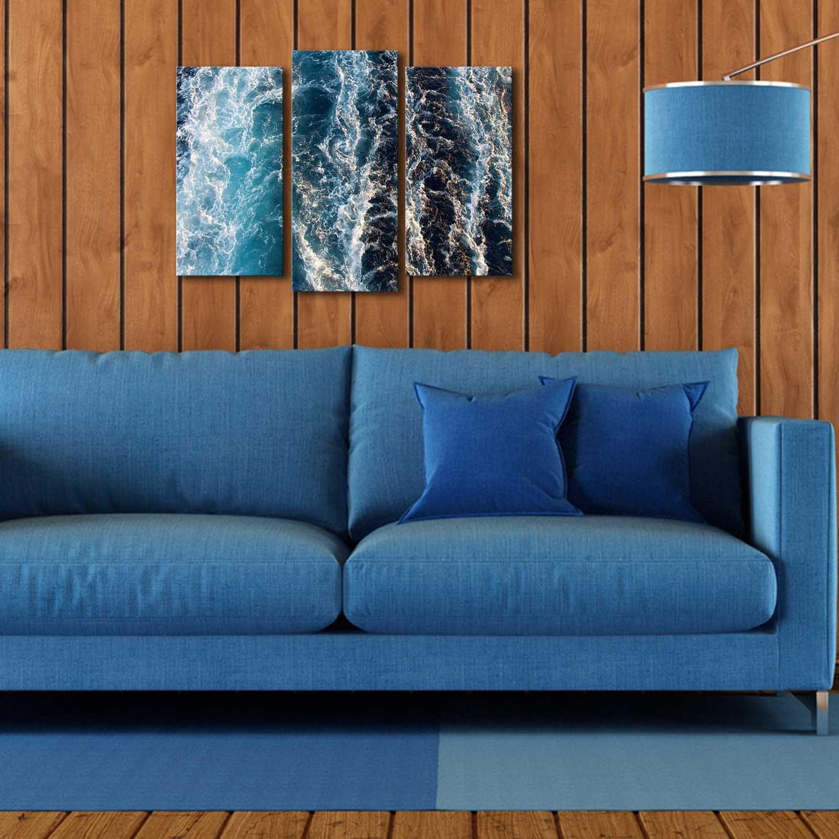 Tablou Canvas cu Led Valuri, Multicolor, 66 x 45 cm