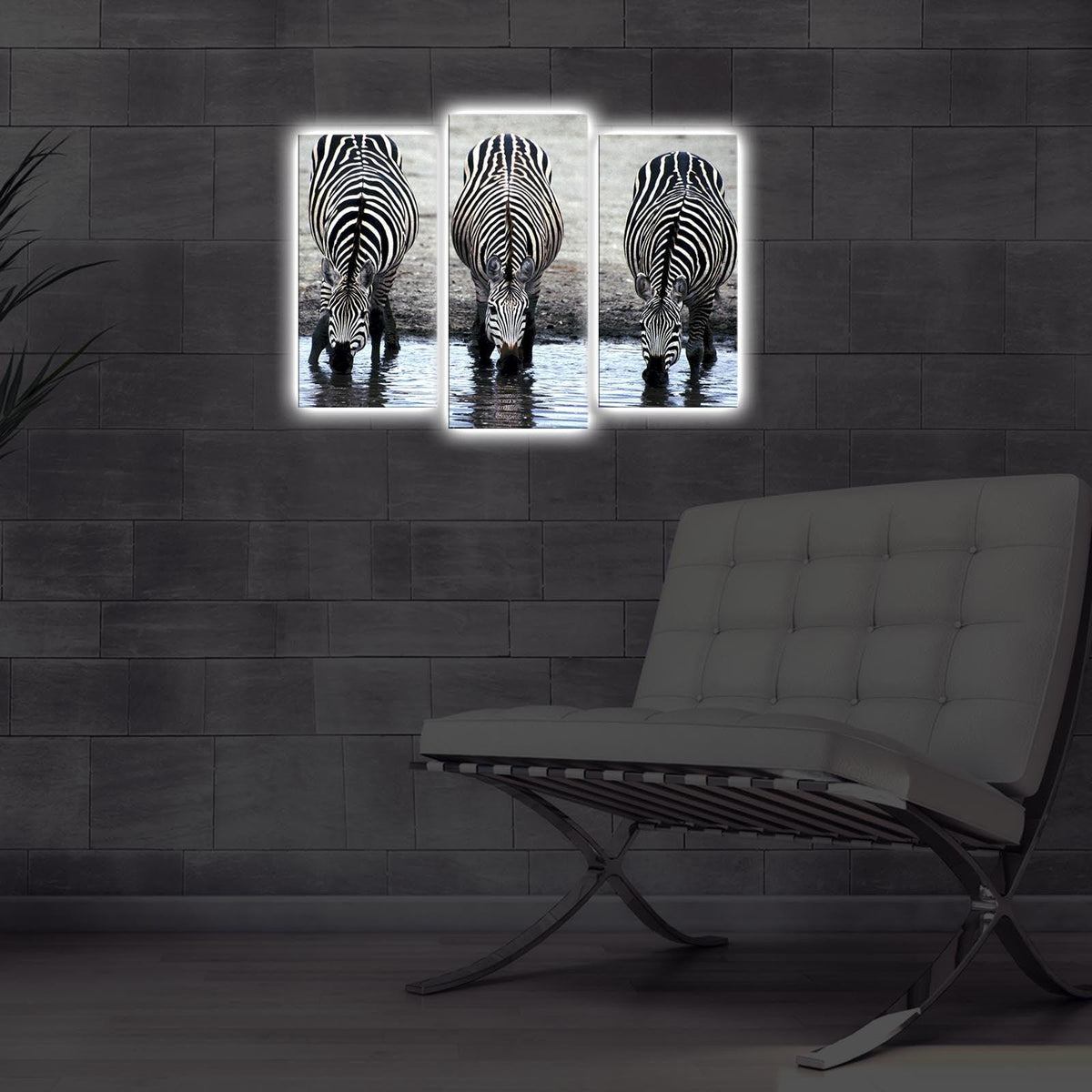 Tablou Canvas cu Led Zebra, Multicolor, 66 x 45 cm, SKU 254LED4288