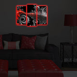 Tablou Canvas cu Led Octopus Rosu, Multicolor, 66 x 45 cm