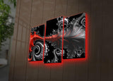 Tablou Canvas cu Led Octopus Rosu, Multicolor, 66 x 45 cm