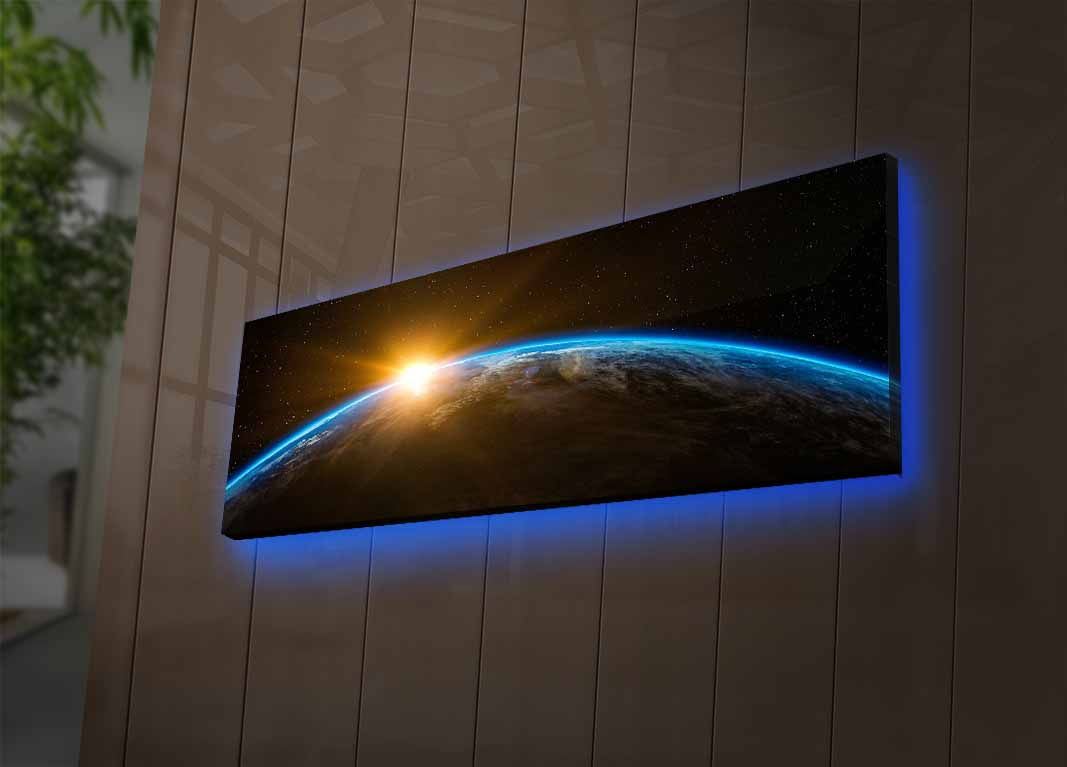 Tablou canvas cu LED 3090NASA-018, Multicolor, 30x90x3 cm