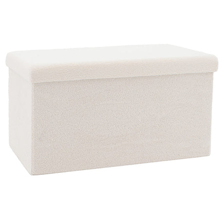 Taburet Forward cu depozitare, textil , gri - bej, 76x38x37 cm