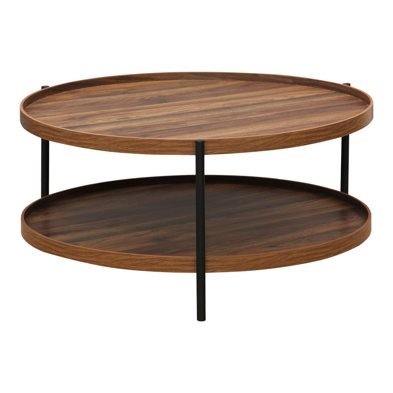 Masa de cafea Portogie mdf nuc - metal negru D80x40cm - Masa de cafea Portogie mdf nuc - metal negru D80x40cm