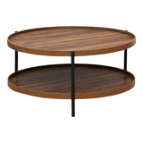 Masa de cafea Portogie mdf nuc - metal negru D80x40cm - Masa de cafea Portogie mdf nuc - metal negru D80x40cm