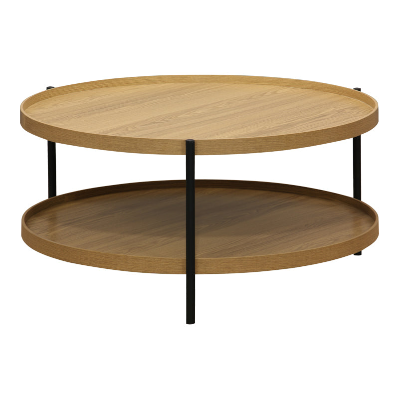 Masa de cafea Portogie mdf nuc - metal negru D80x40cm - Masa de cafea Portogie mdf nuc - metal negru D80x40cm - 260-000019