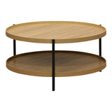 Masa de cafea Portogie mdf nuc - metal negru D80x40cm - Masa de cafea Portogie mdf nuc - metal negru D80x40cm - 260-000019