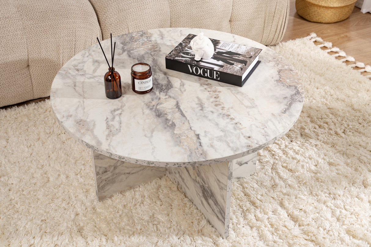Măsuță de cafea Harmoni, Freesia marble, 80x80x45 cm
