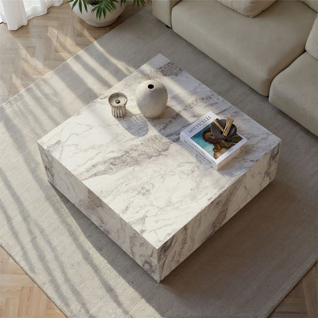 Măsuță de cafea Prizma, Freesia marble, 90x90x35 cm