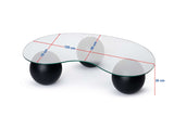 Măsuță de cafea Sphere, Negru - Transparent, 120x70x30 cm