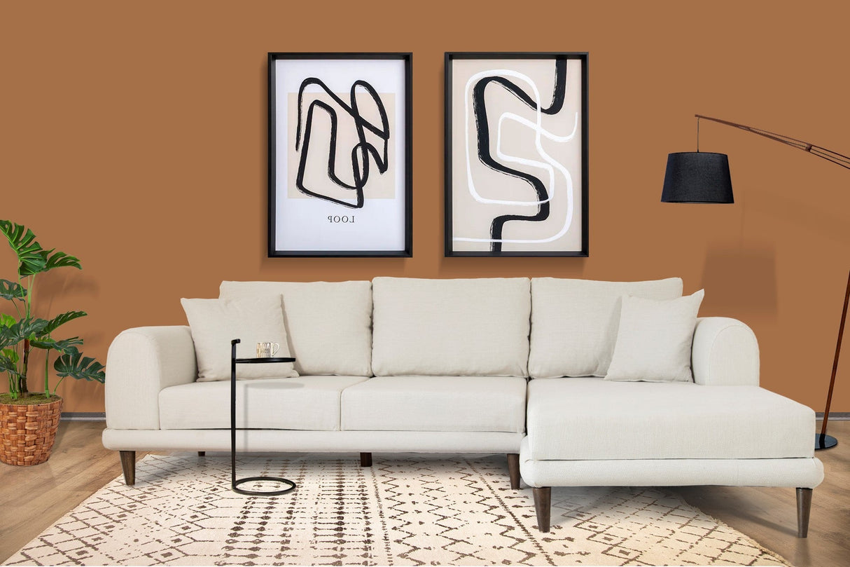 Canapea extensibilă de colț Nero, NQ6-186, Crem, 160x90x78 cm