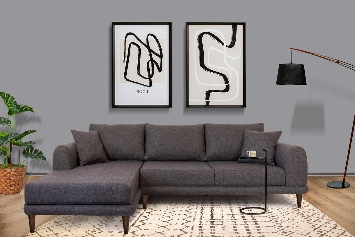 Canapea extensibilă de colț Nero, NQ6-188, Gri, 160x90x78 cm