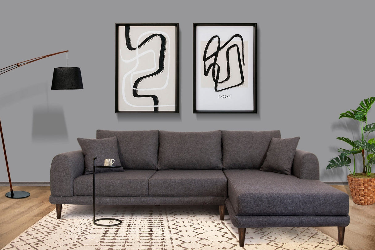 Canapea extensibilă de colț Nero, NQ6-189, Gri, 160x90x78 cm