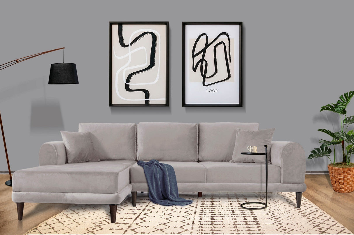 Canapea extensibilă de colț Nero, NQ6-250, Gri, 160x90x78 cm