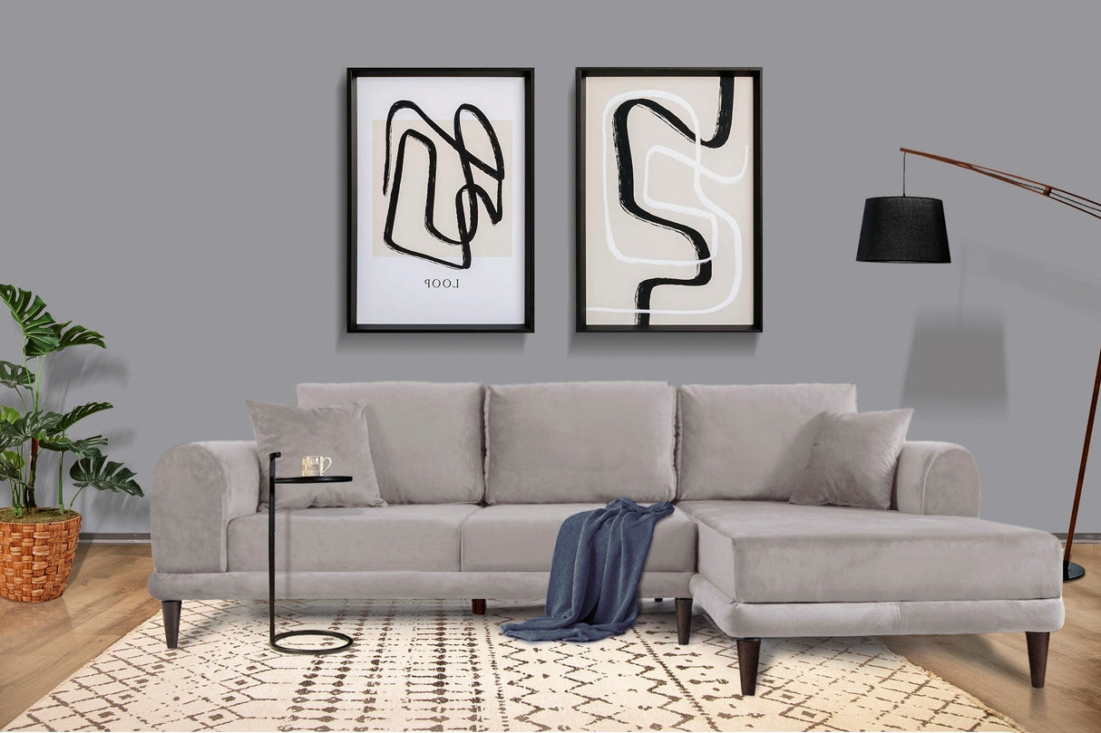 Canapea extensibilă de colț Nero, NQ6-249, Gri, 160x90x78 cm