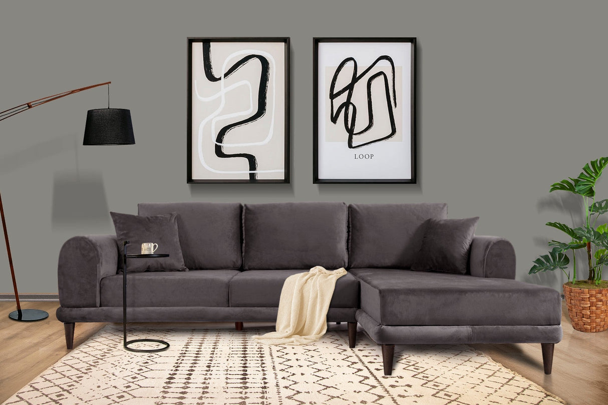 Canapea extensibilă de colț Nero, NQ6-185, Gri, 160x90x78 cm
