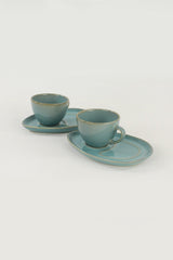 Set cești de cafea  Ocean Drip Coffee Presentation Set 4 Pieces for 2 People, Turcoaz, 9x9x9 cm