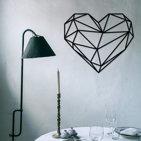 Decorațiune de perete din metal Heart Metal Decor, Negru, 47x40x0 cm