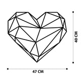 Decorațiune de perete din metal Heart Metal Decor, Negru, 47x40x0 cm