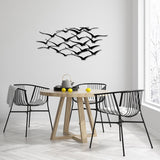Decorațiune de perete din metal Herd Of Birds, Negru, 120x55x0 cm