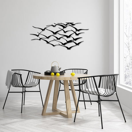 Decorațiune de perete din metal Herd Of Birds, Negru, 120x55x0 cm
